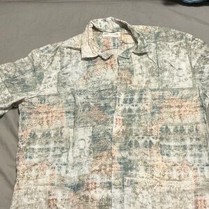 Zara Abstract Print Shirt in Blue and Cream